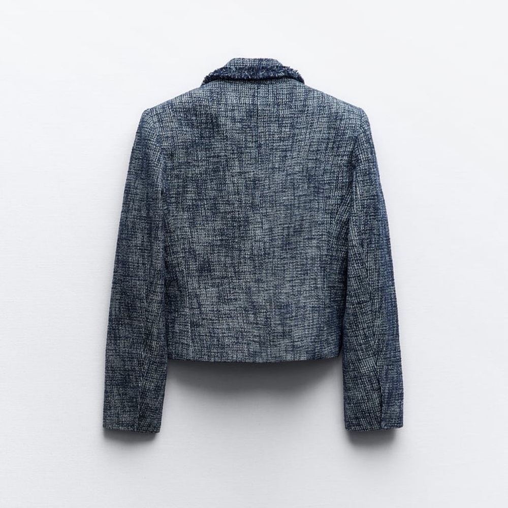 ZARA TEXTURED SHORT BLAZER - Picture 7 of 11